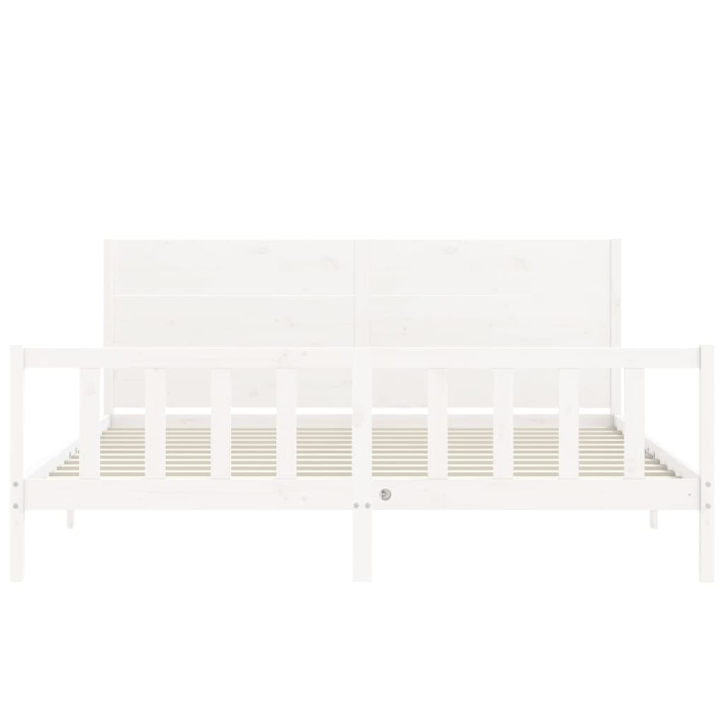 Bed Frame without Mattress White 200x200 cm Solid Wood Pine