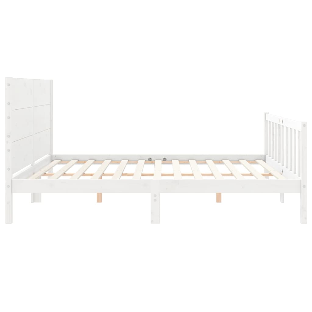 Bed Frame without Mattress White 200x200 cm Solid Wood Pine