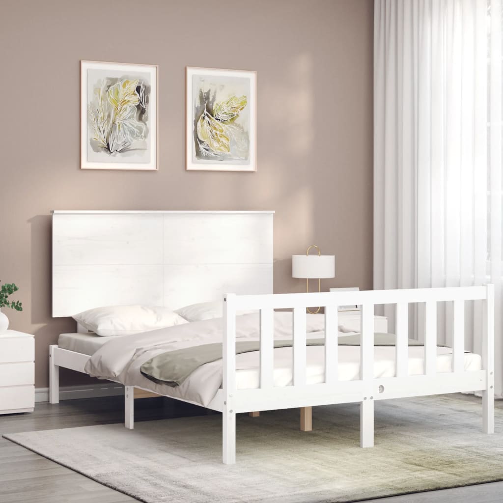Bed Frame without Mattress White 140x200 cm Solid Wood Pine
