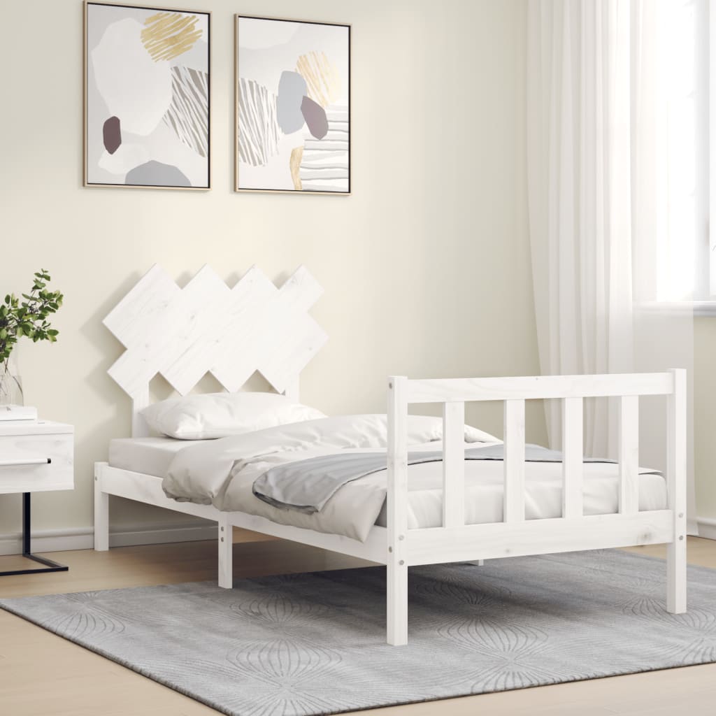Bed Frame without Mattress White 90x200 cm Solid Wood Pine