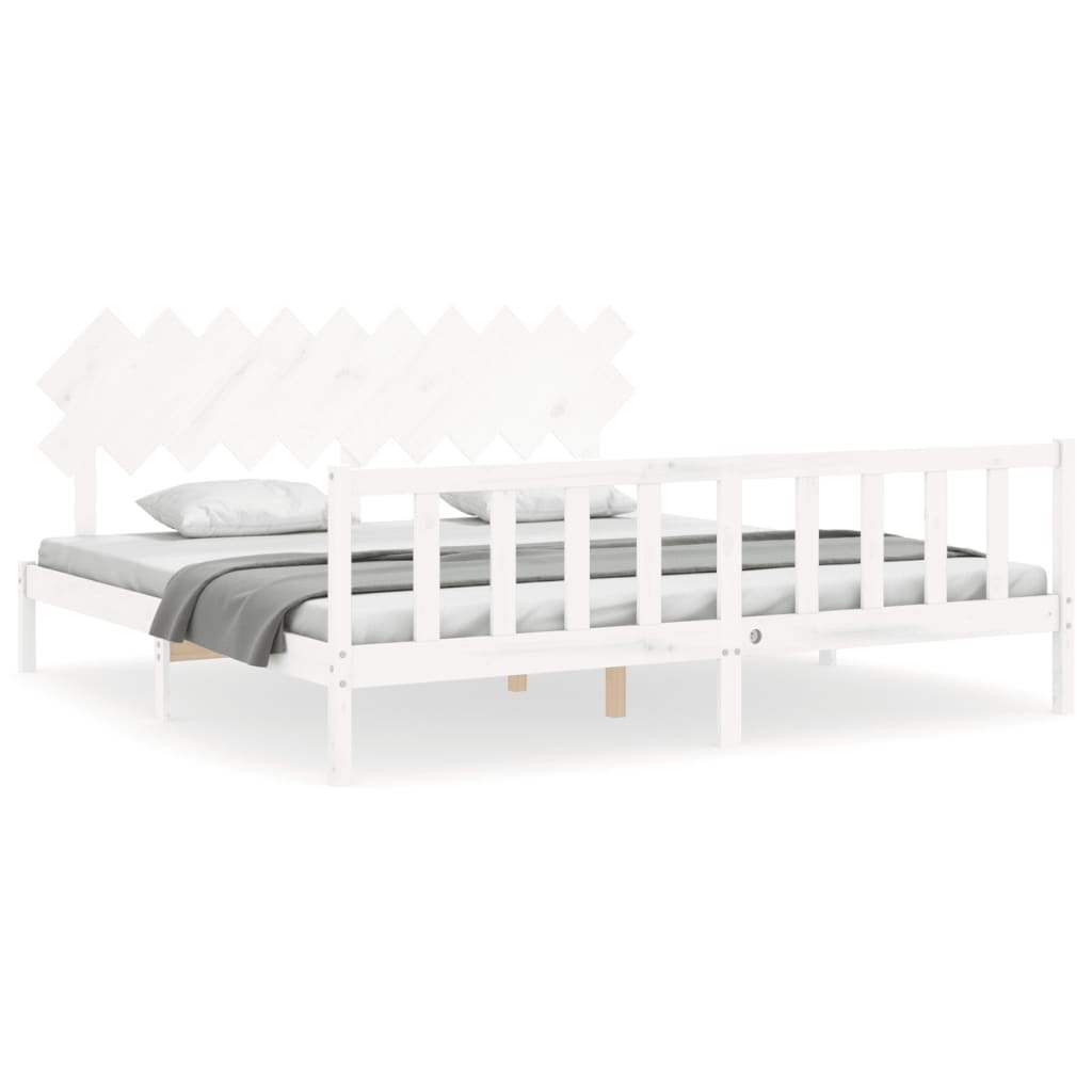 Bed Frame without Mattress White 200x200 cm Solid Wood Pine