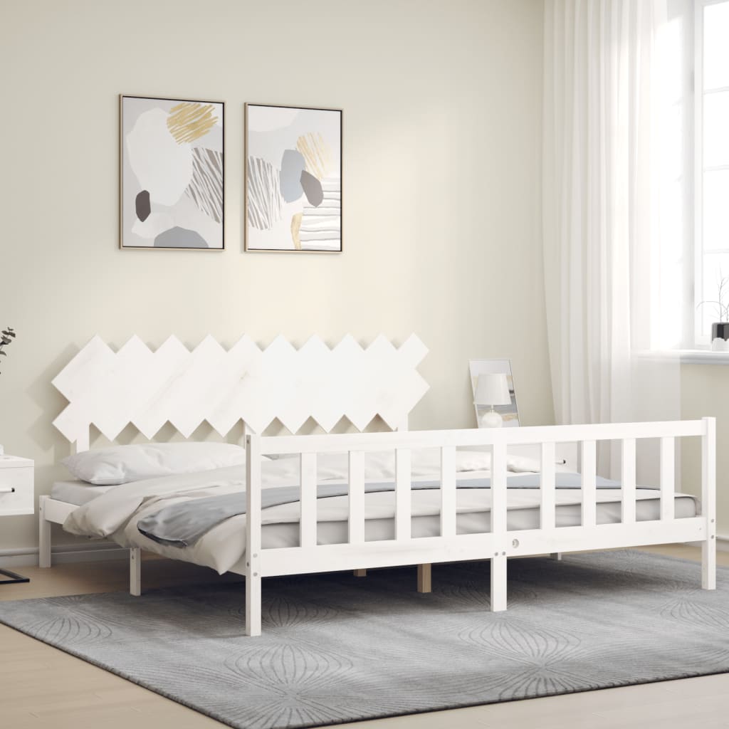 Bed Frame without Mattress White 200x200 cm Solid Wood Pine