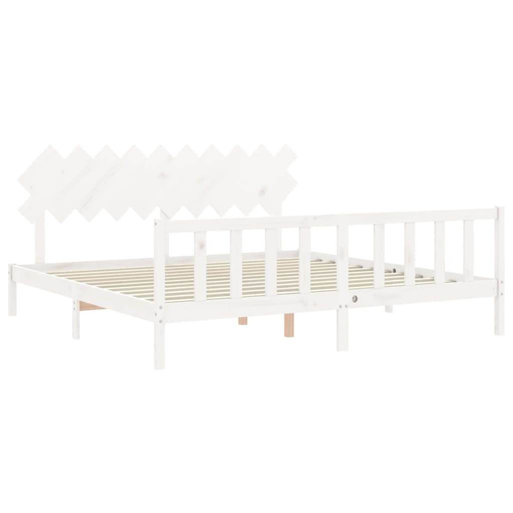 Bed Frame without Mattress White 200x200 cm Solid Wood Pine
