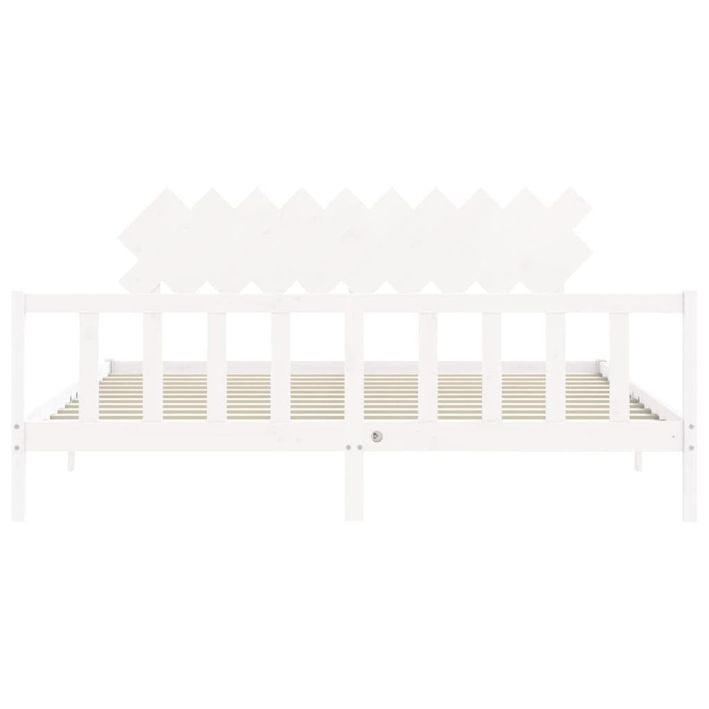 Bed Frame without Mattress White 200x200 cm Solid Wood Pine