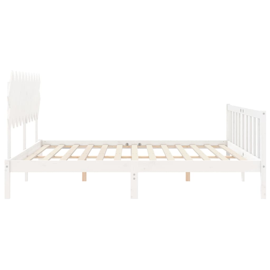 Bed Frame without Mattress White 200x200 cm Solid Wood Pine