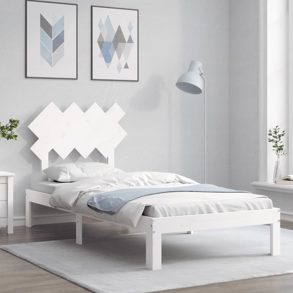 Bed Frame without Mattress White 90x200 cm Solid Wood Pine