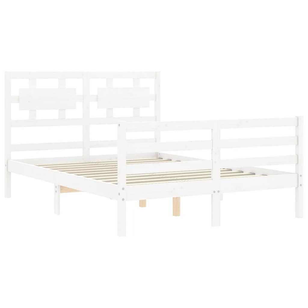 Bed Frame without Mattress White Small Double Solid Wood