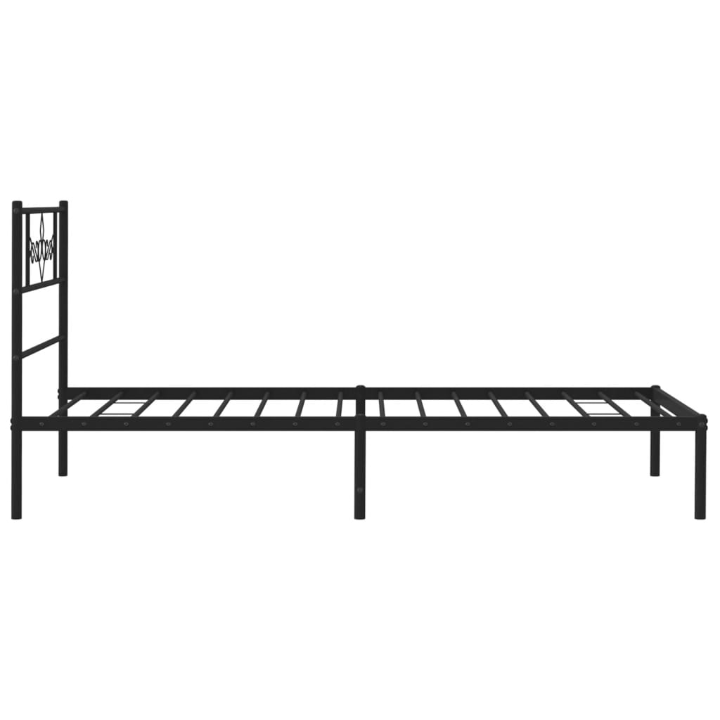 Metal Bed Frame without Mattress with Headboard Black 80x200cm