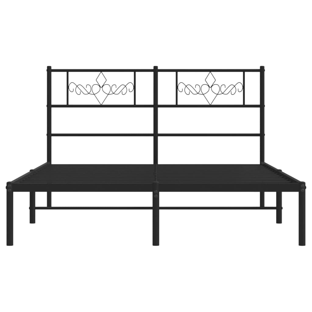 Metal Bed Frame without Mattress with Headboard Black 160x200cm