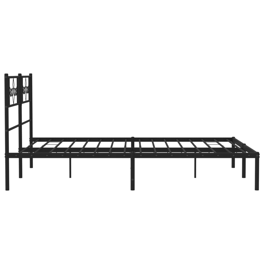 Metal Bed Frame without Mattress with Headboard Black 160x200cm