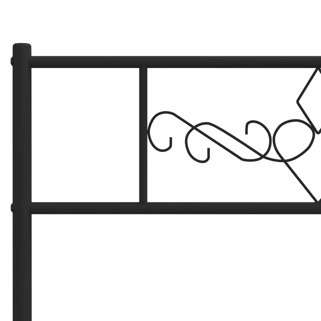 Metal Bed Frame without Mattress with Headboard Black 160x200cm