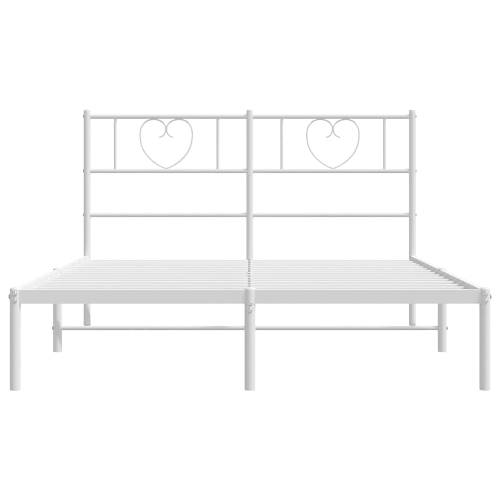 Metal Bed Frame without Mattress with Headboard White 140x200cm
