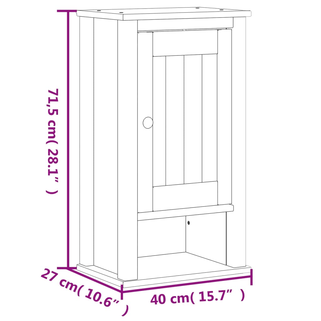 Bathroom Wall Cabinet BERG Black 40x27x71.5 cm Solid Wood Pine
