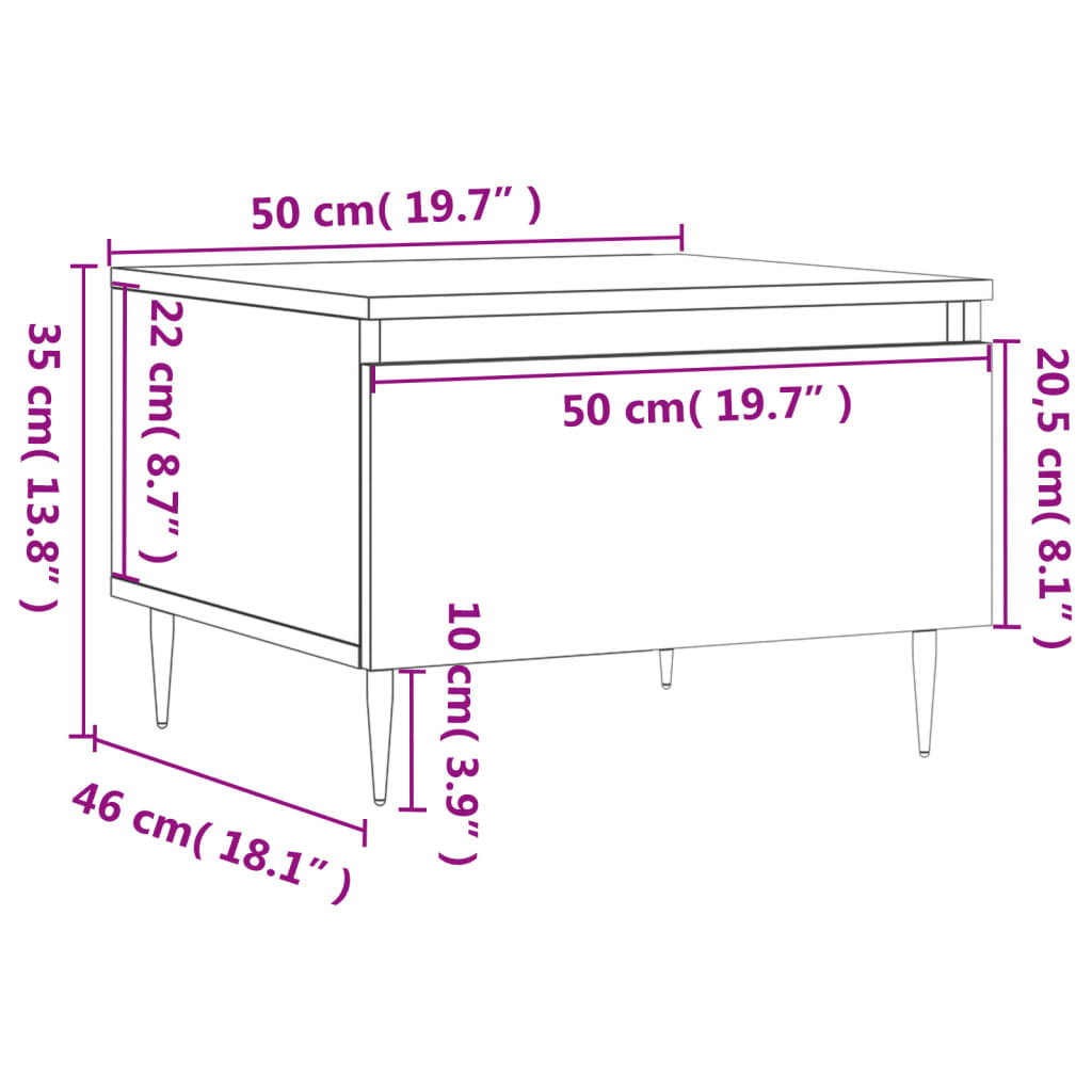 Coffee Table Brown Oak 50x46x35 cm Engineered Wood