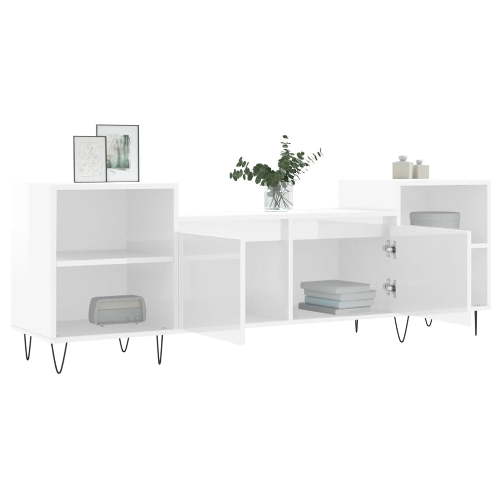 TV Cabinet High Gloss White 160x35x55 cm Engineered Wood