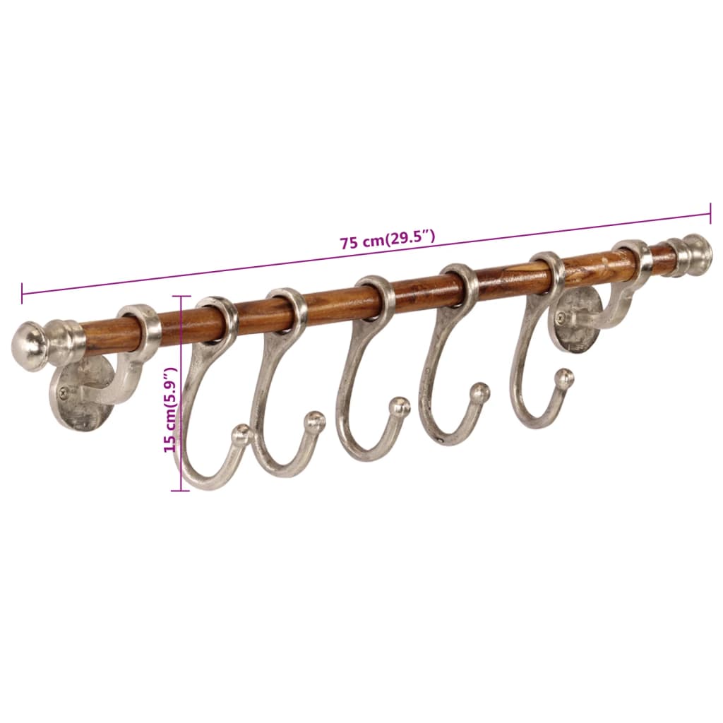 Coat Rack Wall Mounted 75x15 cm Aluminium