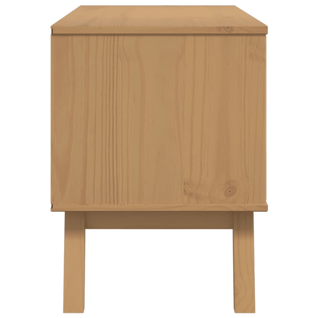 TV Cabinet OLDEN Grey and Brown 114x43x57 cm Solid Wood Pine