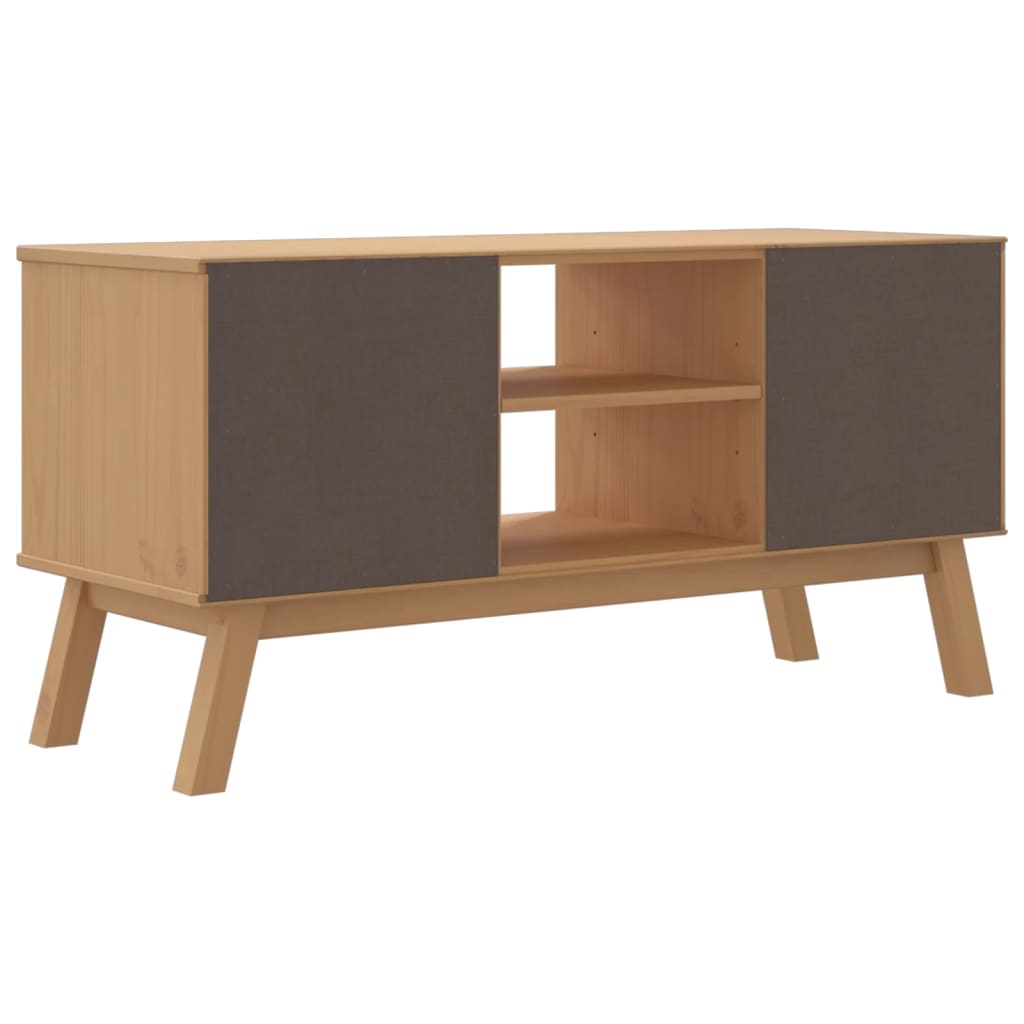 TV Cabinet OLDEN Grey and Brown 114x43x57 cm Solid Wood Pine
