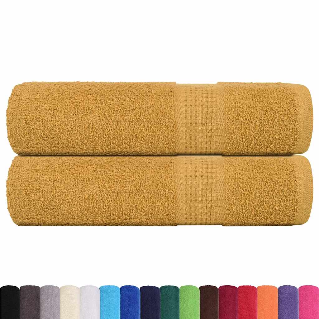 Shower Towels 2 pcs Gold 70x140 cm 360 gsm 100% Cotton