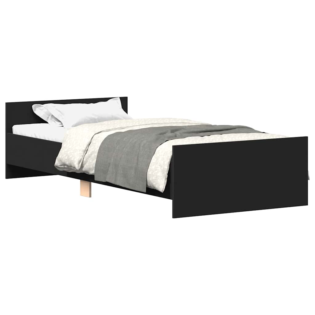 Bed Frame without Mattress Black 100x200 cm Engineered Wood