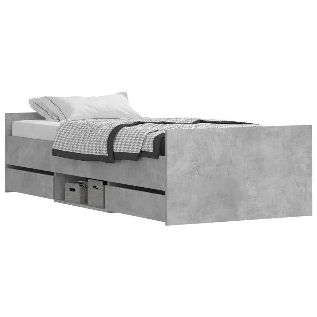 Bed Frame without Mattress Concrete Grey 100x200 cm