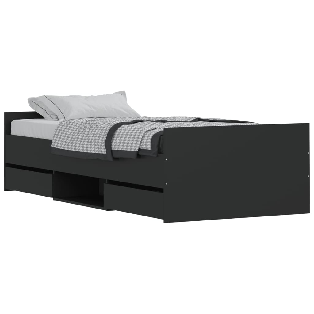 Bed Frame without Mattress Black 90x200 cm