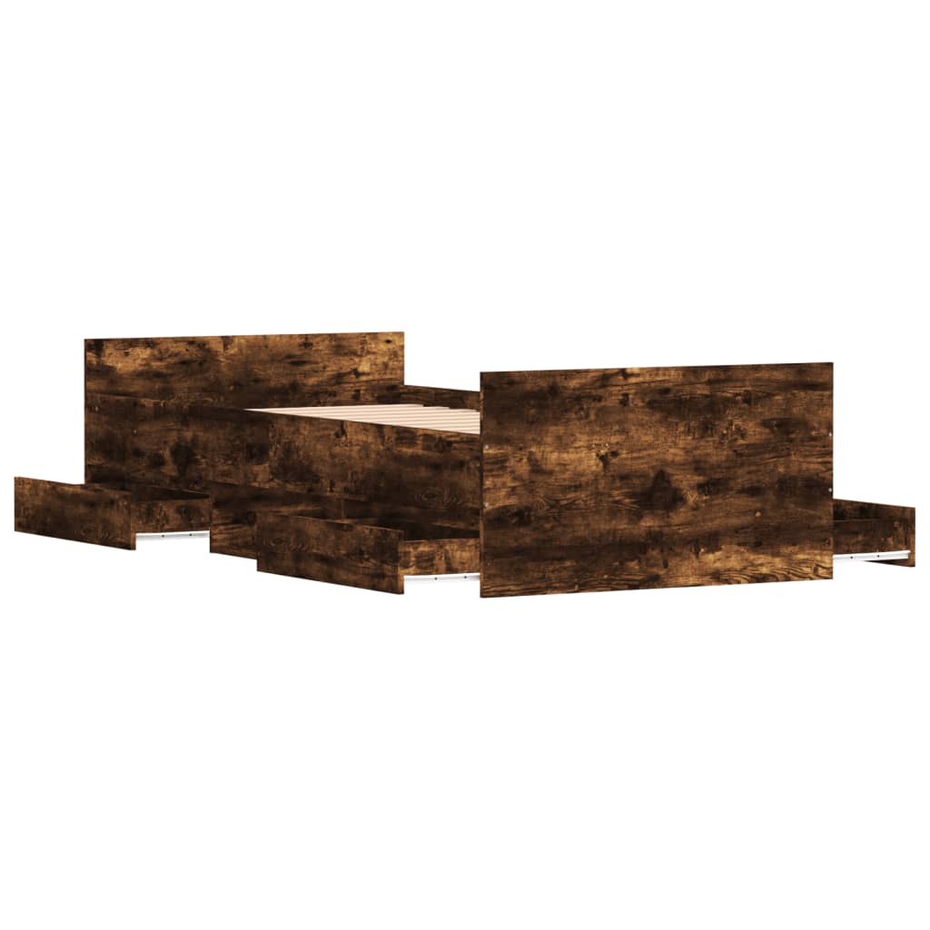 Bed Frame without Mattress Smoked Oak 90x200 cm
