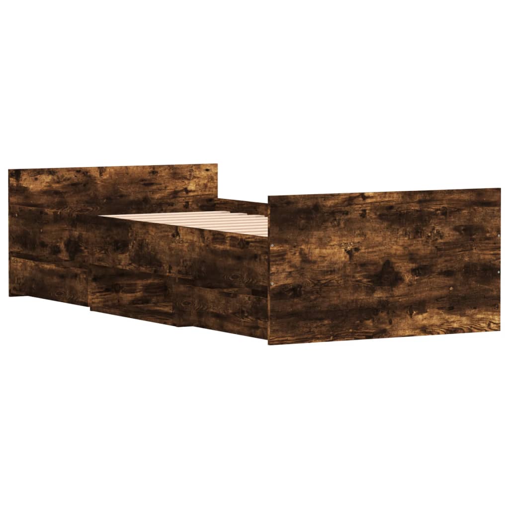 Bed Frame without Mattress Smoked Oak 90x200 cm