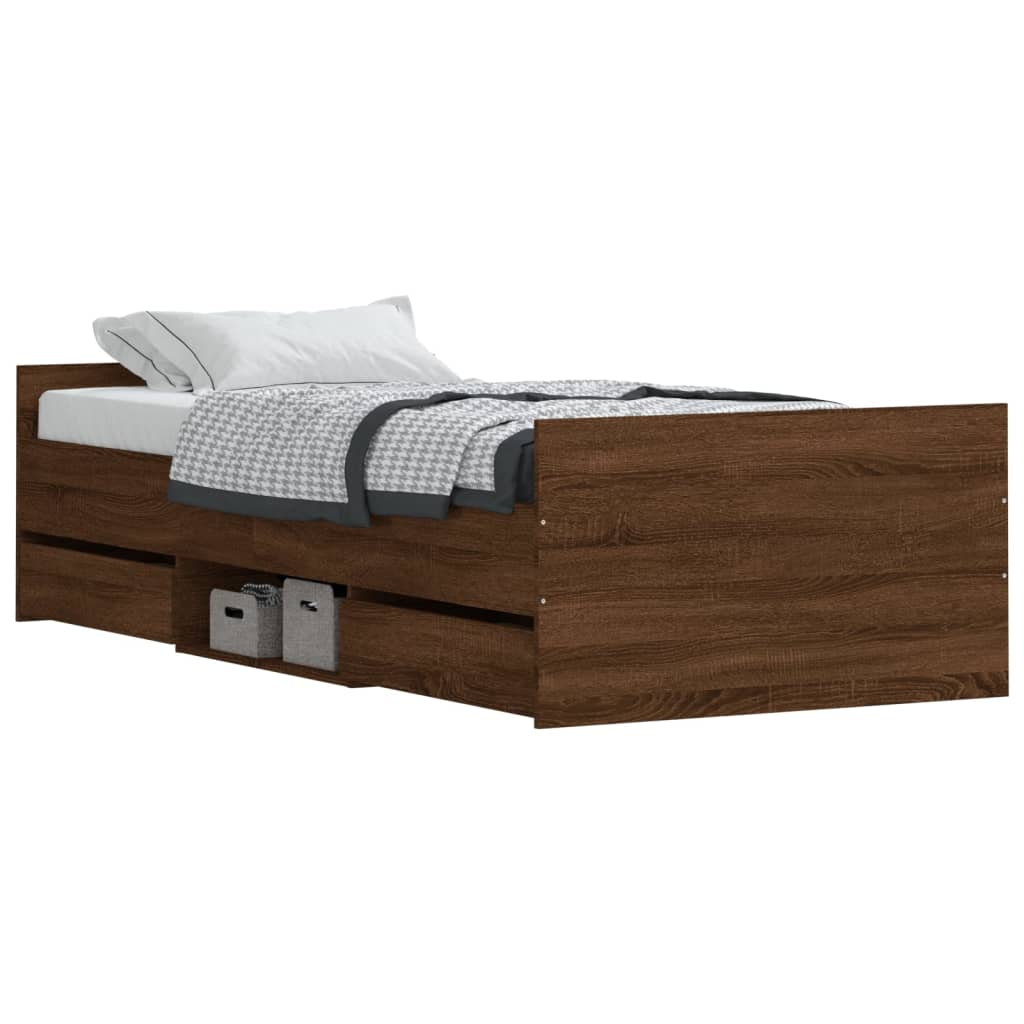 Bed Frame without Mattress Brown Oak 90x200 cm