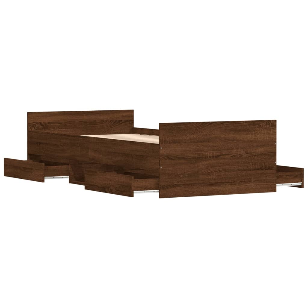 Bed Frame without Mattress Brown Oak 90x200 cm
