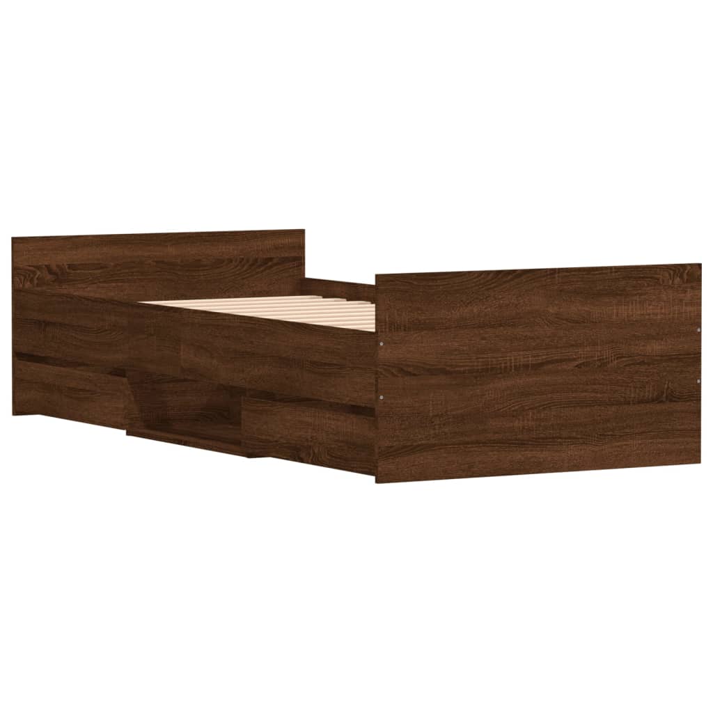 Bed Frame without Mattress Brown Oak 90x200 cm