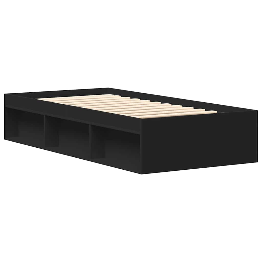 Bed Frame without Mattress Black 75x190 cm Small Single Small Single