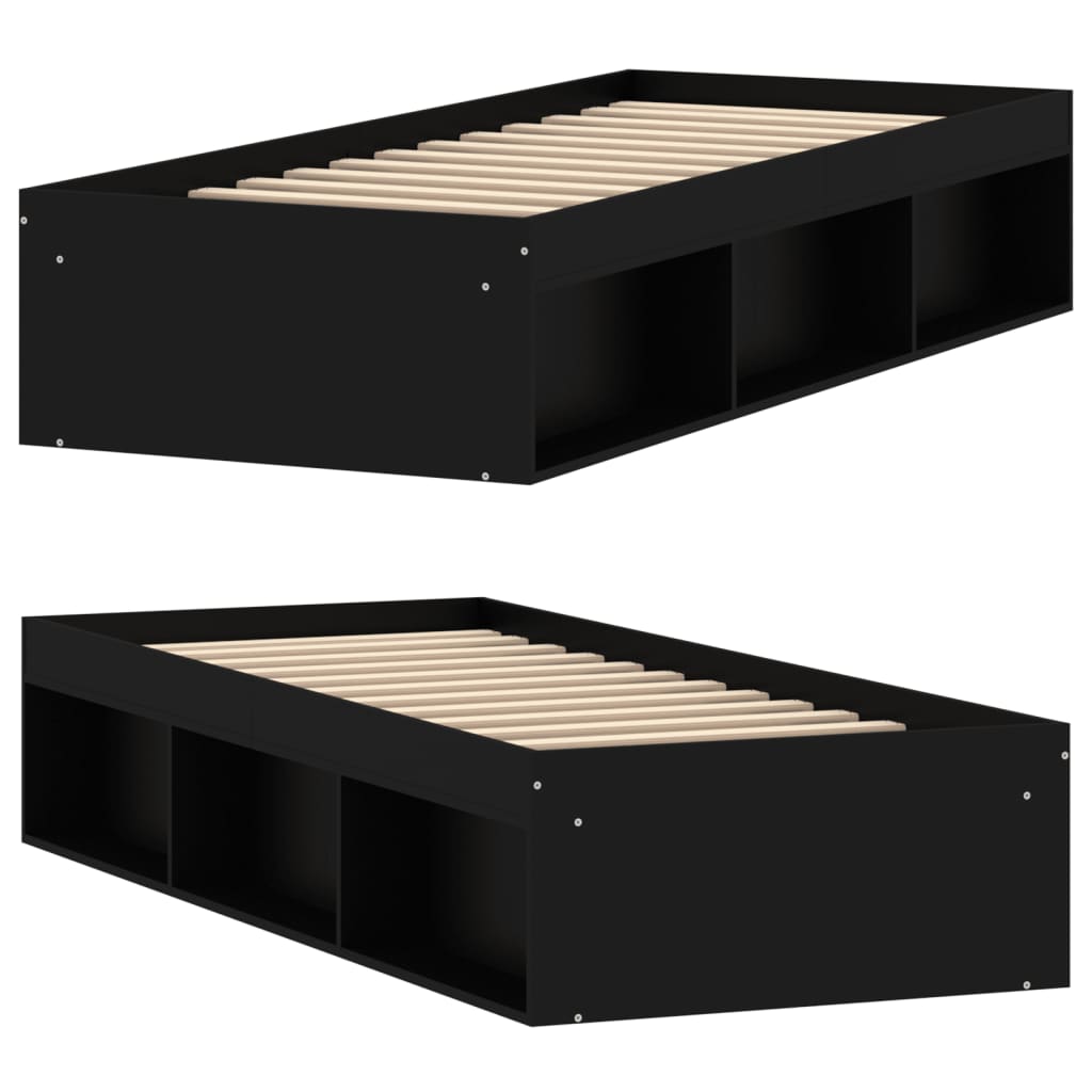 Bed Frame without Mattress Black 75x190 cm Small Single Small Single