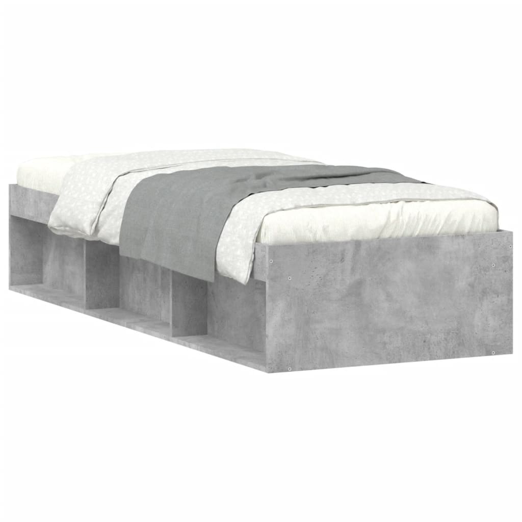 Bed Frame without Mattress Concrete Grey 75x190 cm Small Single Small Single