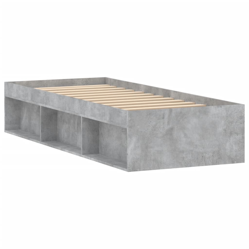 Bed Frame without Mattress Concrete Grey 75x190 cm Small Single Small Single