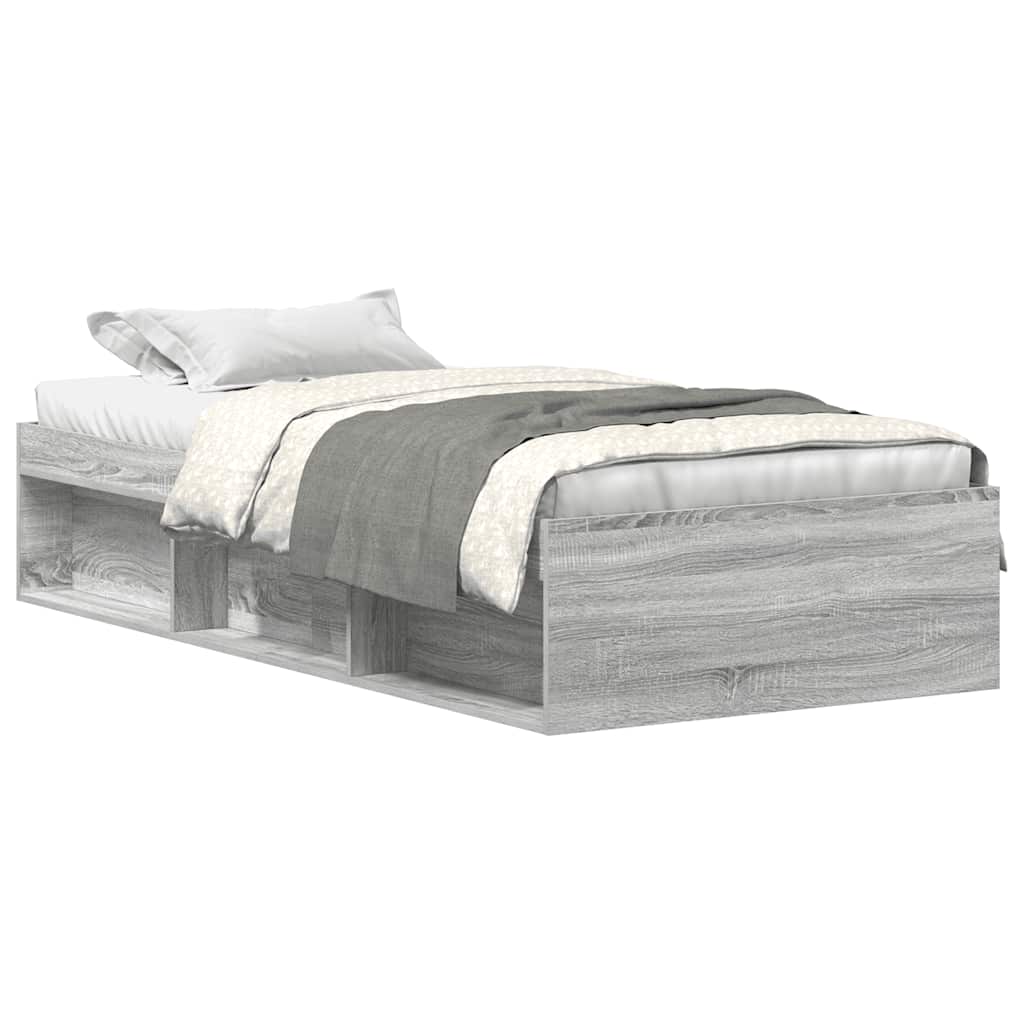 Bed Frame without Mattress Grey Sonoma 75x190 cm Small Single Small Single