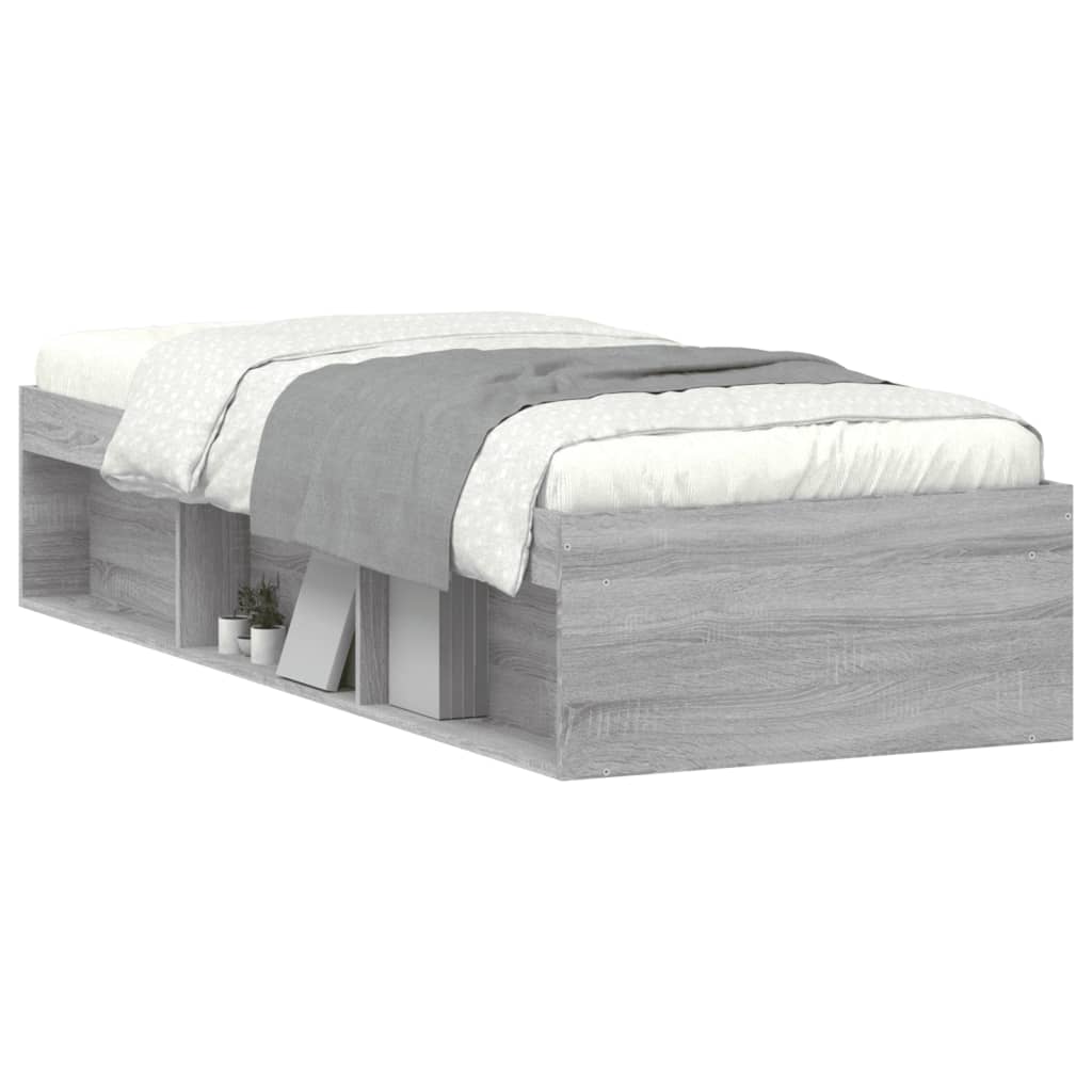 Bed Frame without Mattress Grey Sonoma 75x190 cm Small Single Small Single