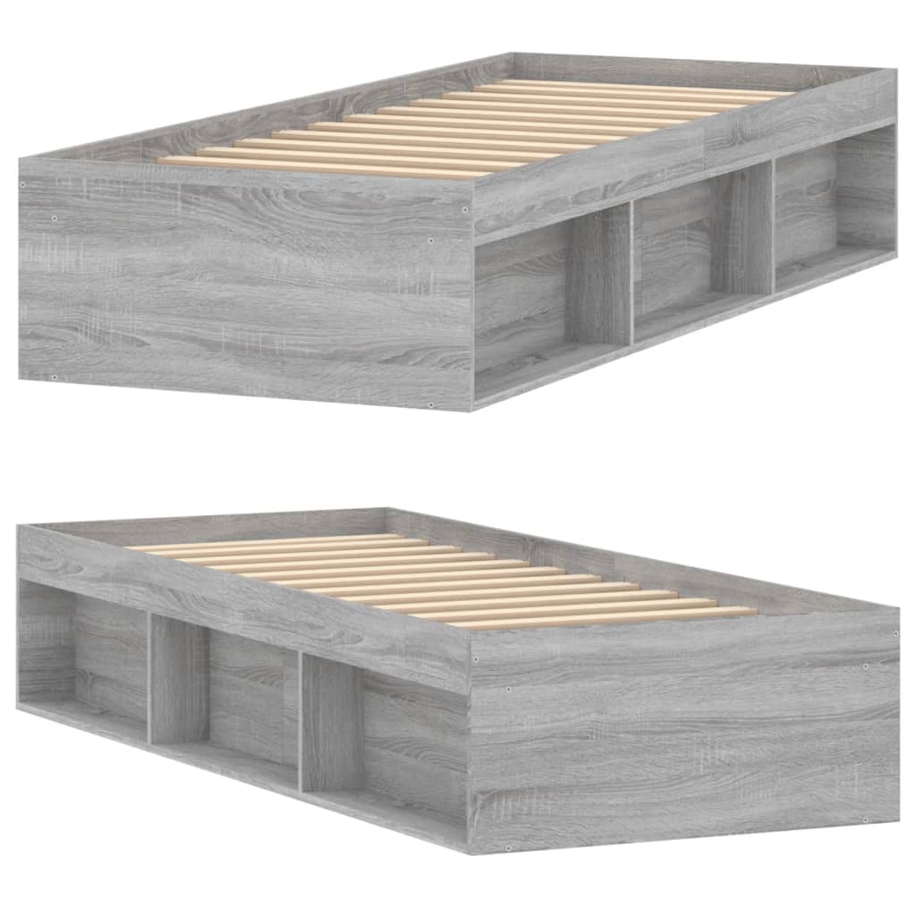 Bed Frame without Mattress Grey Sonoma 75x190 cm Small Single Small Single