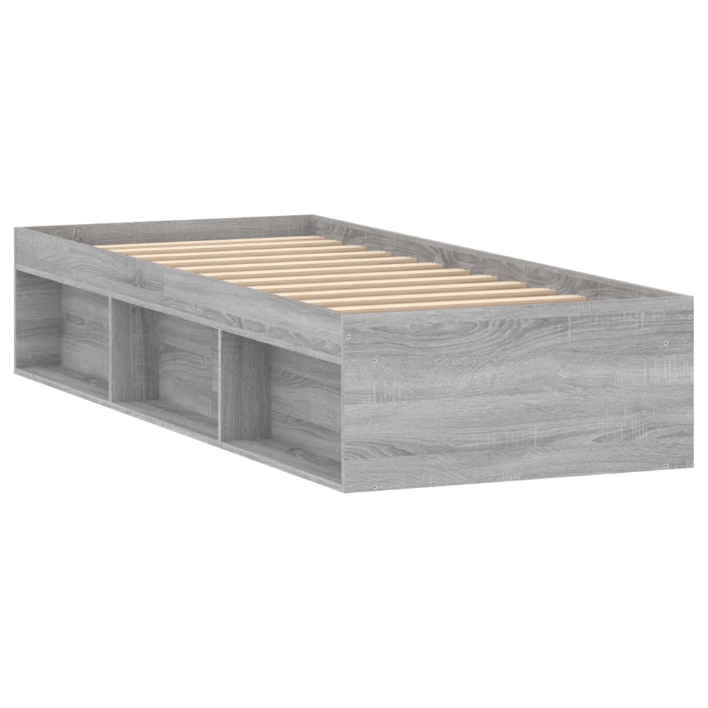 Bed Frame without Mattress Grey Sonoma 75x190 cm Small Single Small Single