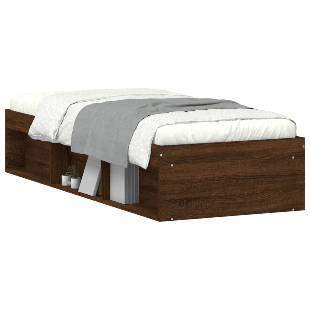 Bed Frame without Mattress Brown Oak 75x190 cm Small Single Small Single