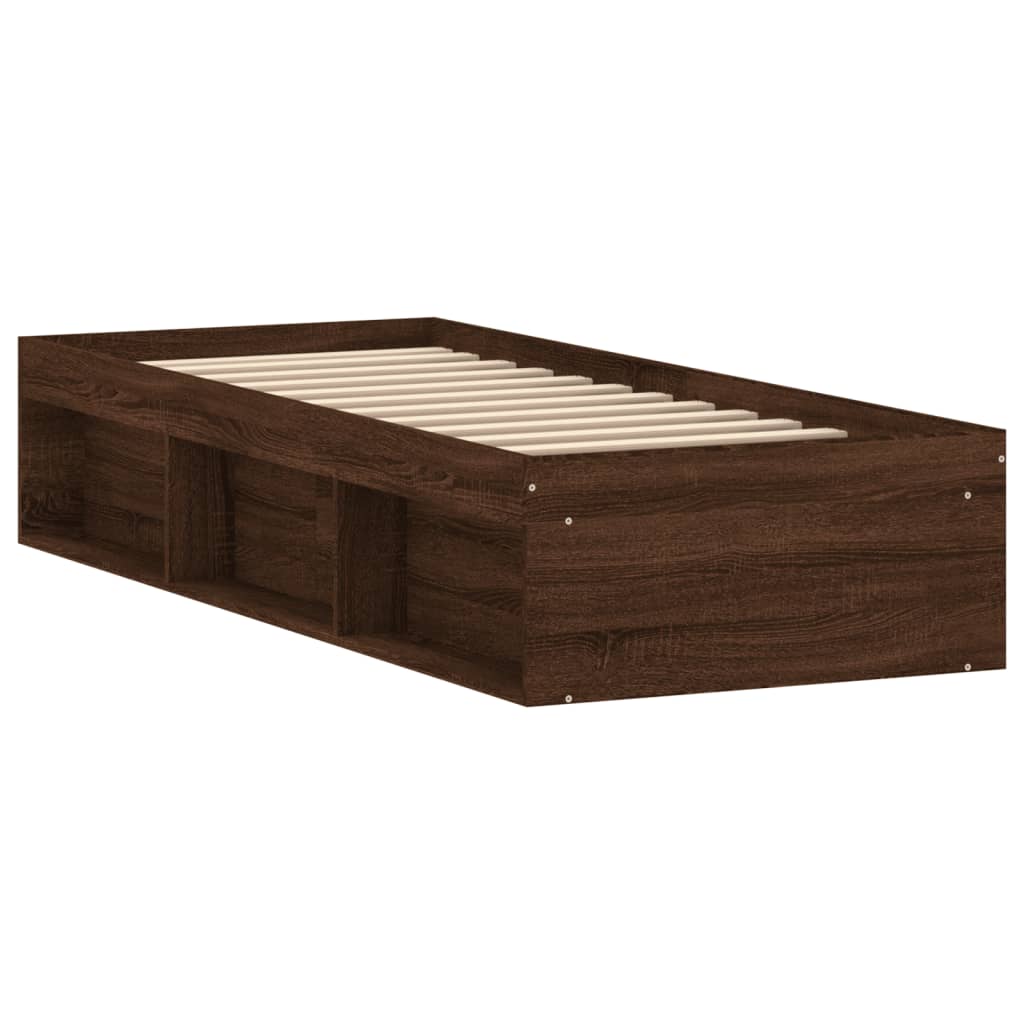 Bed Frame without Mattress Brown Oak 75x190 cm Small Single Small Single