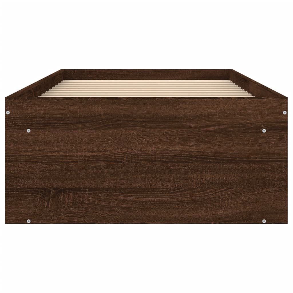 Bed Frame without Mattress Brown Oak 75x190 cm Small Single Small Single