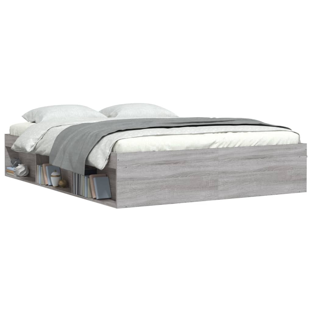 Bed Frame without Mattress Grey Sonoma 140x200 cm