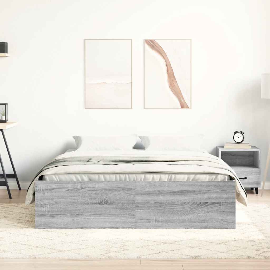 Bed Frame without Mattress Grey Sonoma 150x200 cm King Size King Size