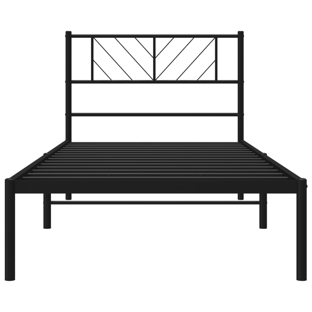 Metal Bed Frame without Mattress with Headboard Black 80x200cm