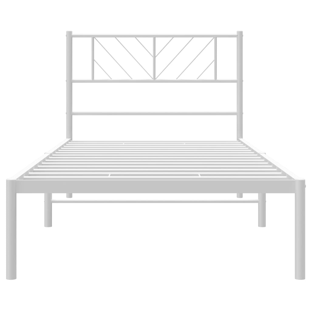 Metal Bed Frame without Mattress with Headboard White 90x200cm
