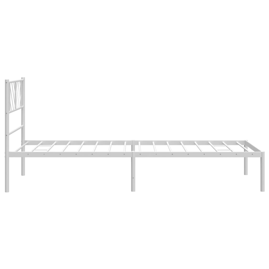 Metal Bed Frame without Mattress with Headboard White 90x200cm