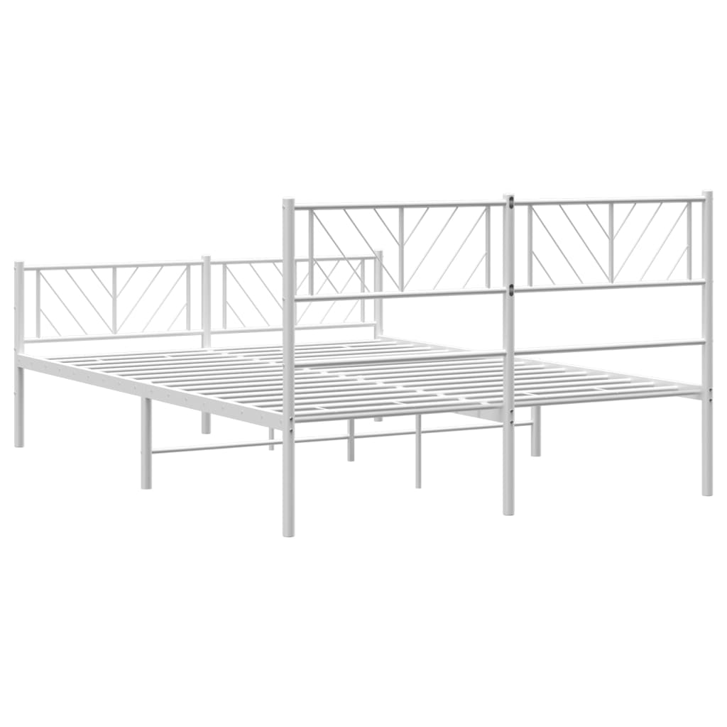 Metal Bed Frame without Mattress with Footboard White 160x200cm