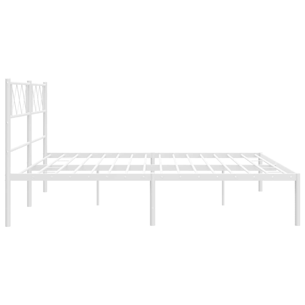 Metal Bed Frame without Mattress with Headboard White 183x213cm