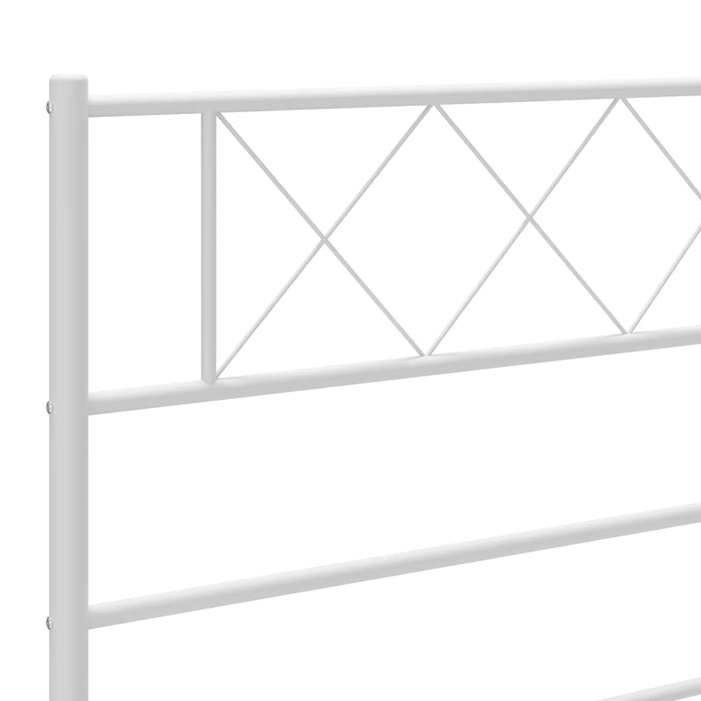 Metal Bed Frame without Mattress with Headboard White 183x213cm